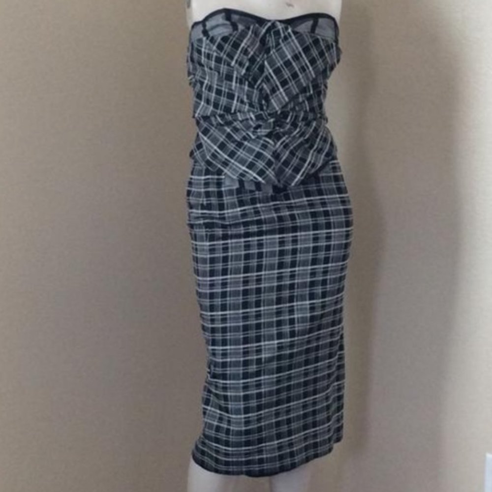 Antonio Berardi Plaid Strapless Dress